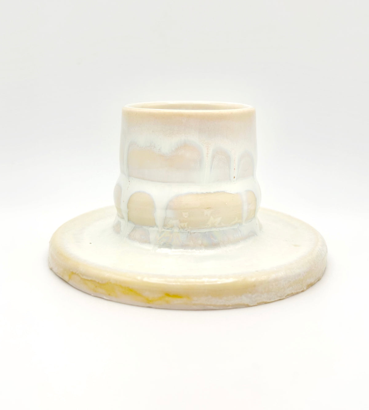 Snowy Glaze Candlestick Holder