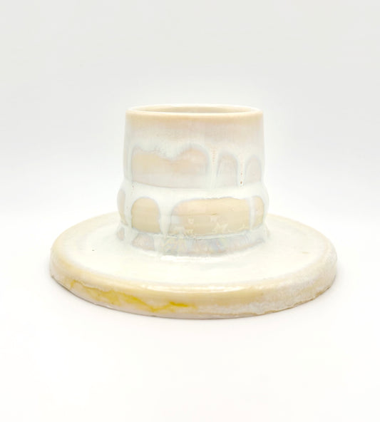 Snowy Glaze Candlestick Holder
