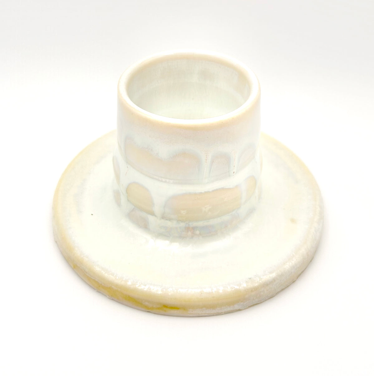 Snowy Glaze Candlestick Holder