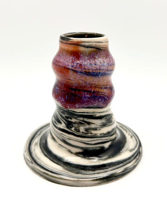 Marbled Magic Magenta Swirl Candlestick Holder
